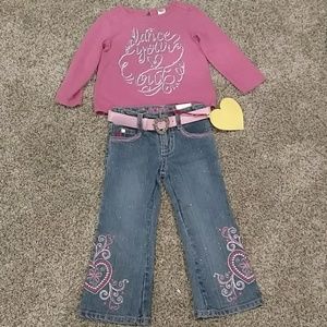 NWT Bongo jeans pink belt 2T, and cute shirt
